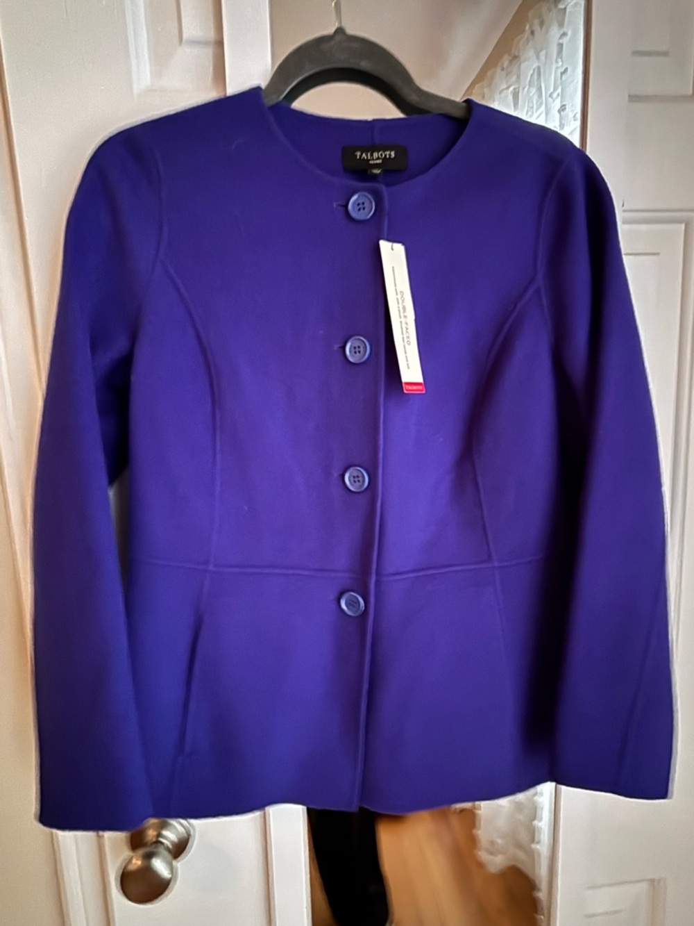 Talbots Deep Purple Round-Neck Button Jacket